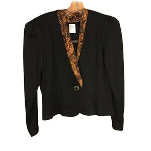 Leslie Fay Womens Size 8 Petite Blazer With Paisley Trim Black New Without Tags